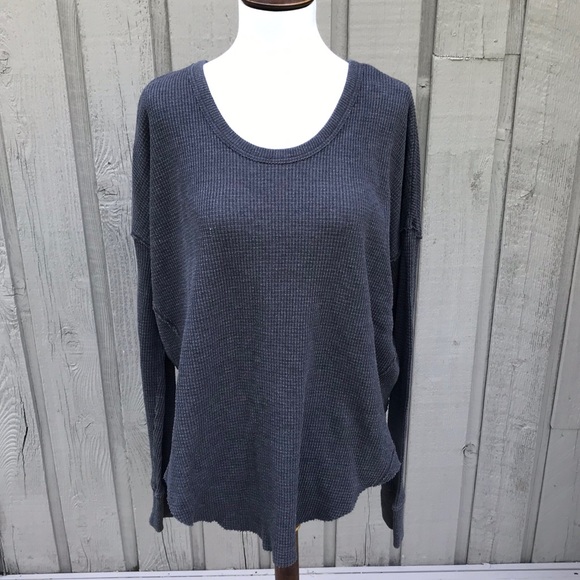 Free People Tops - We the Free Gray Crew Neck Thermal Shirt